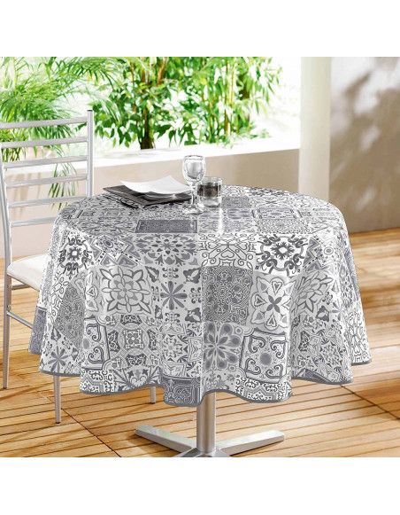 Nappe ronde - D 160 cm - PVC - Persane - Gris