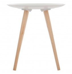 Table basse scandinave Mileo - D 49 cm - Bois - Blanc