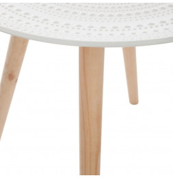 Table basse scandinave Mileo - D 49 cm - Bois - Blanc