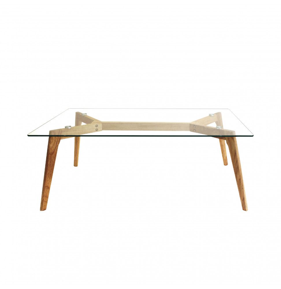 Table rectangulaire - 110 x 60 x 45 cm - Bois - Transparent