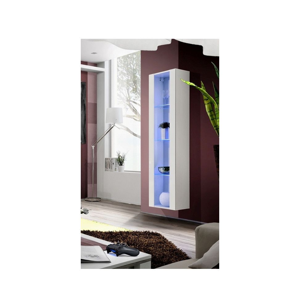 Vitrine colonne - FLY 41 - LED - L 40 cm x P 29 cm x H 170 cm - Blanc