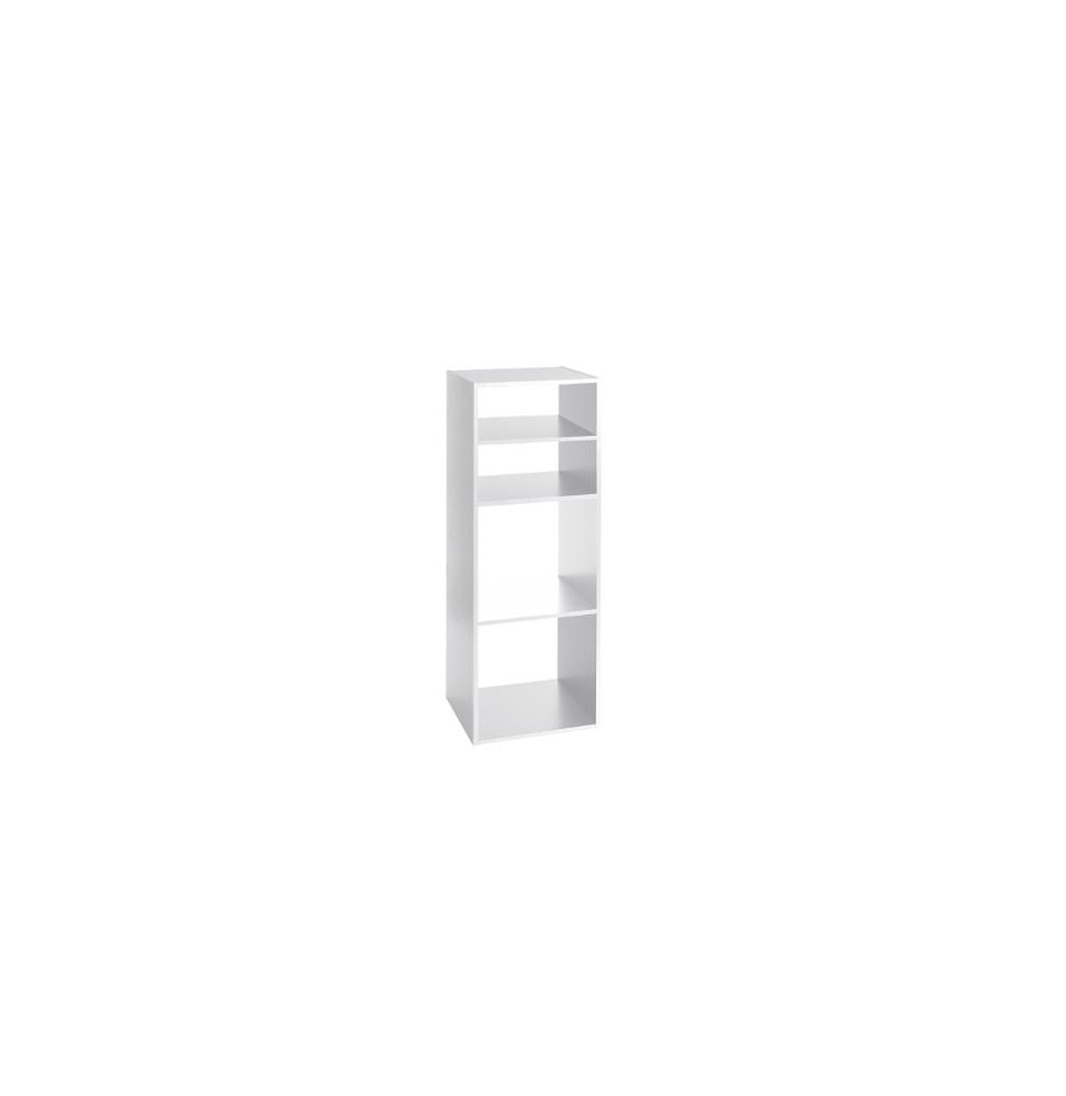 Etagère 2 grandes et 2 petites cases - L 34,4 x P 32 x H 100,5 cm - Bois - Blanc