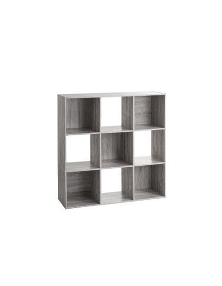 Etagère 9 cases - L 100,5 x P 32 x H 100,5 cm - Bois - Gris