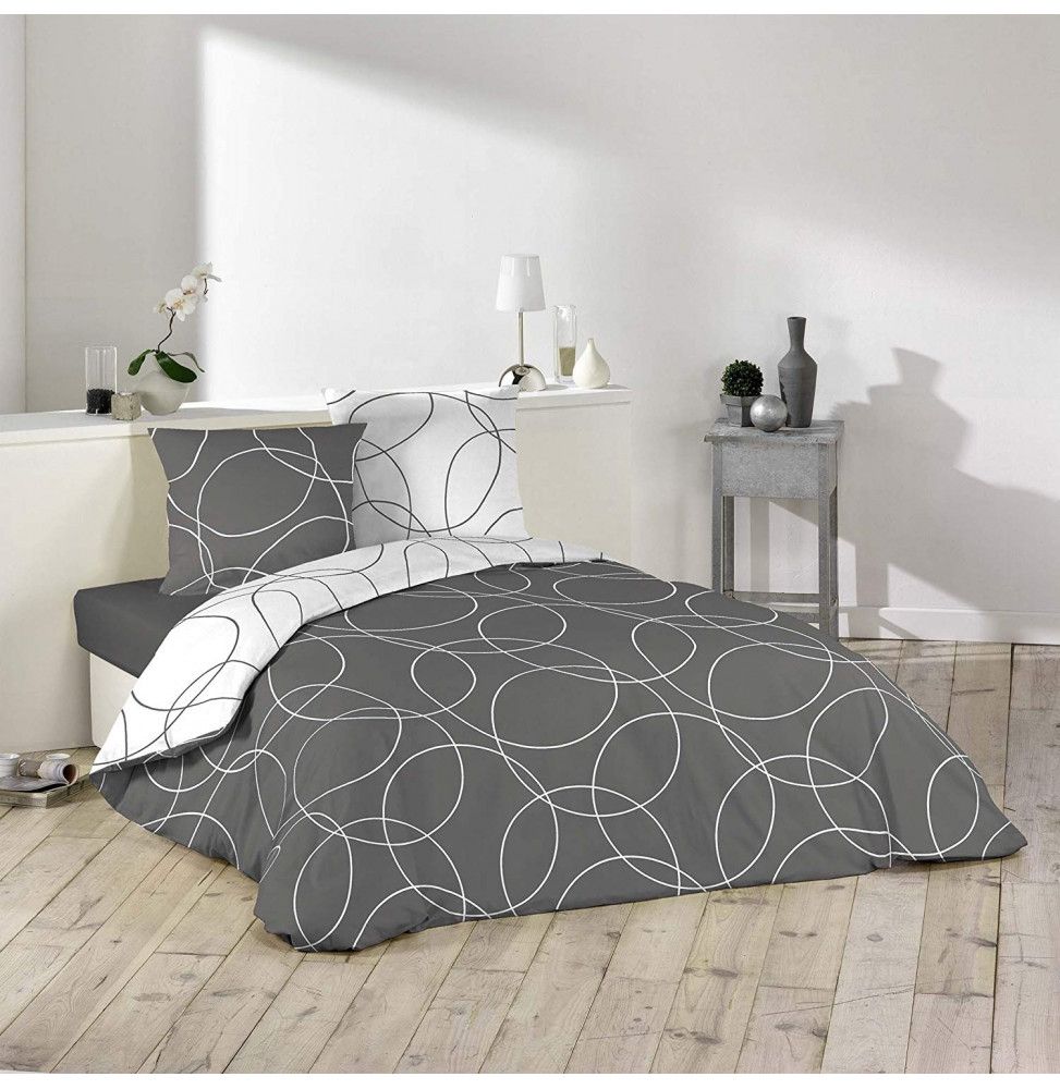 Parure de lit 3 pièces - L 240 x l 220 cm - Circulaires