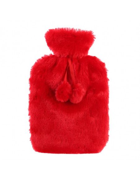 Bouillotte effet fourrure - 2 L - Rouge