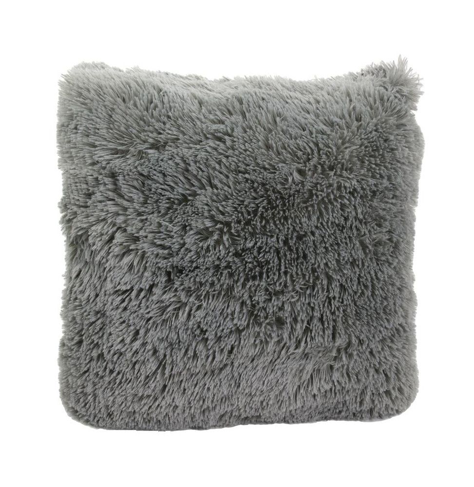 Coussin avec poils doux - 40 x 40 cm - Gris