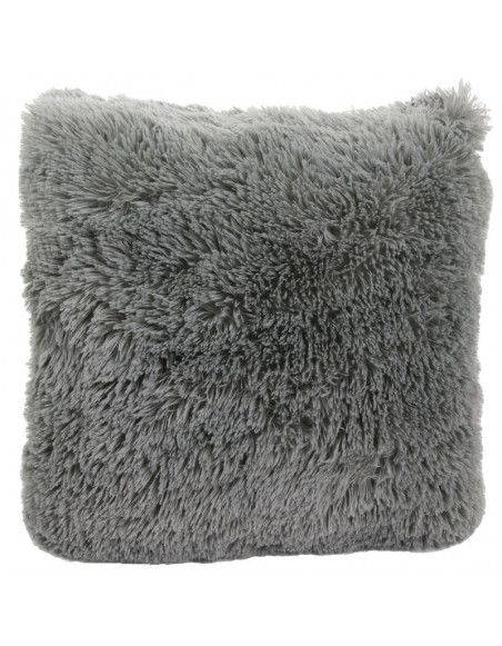 Coussin avec poils doux - 40 x 40 cm - Gris