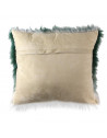 Coussin avec fausse fourrure - Tie and Die - 45 x 45 cm - Vert