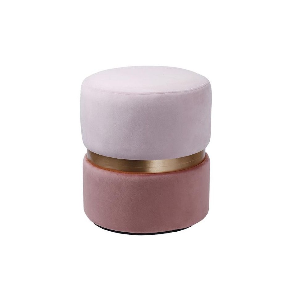 Pouf imitation velours - D 36 x H 39 cm - Bicolore  - Rose