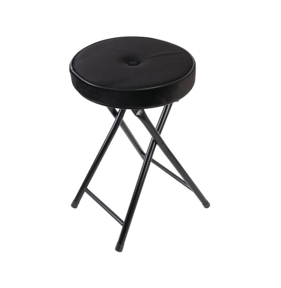 Tabouret pliable imitation velours - Noir