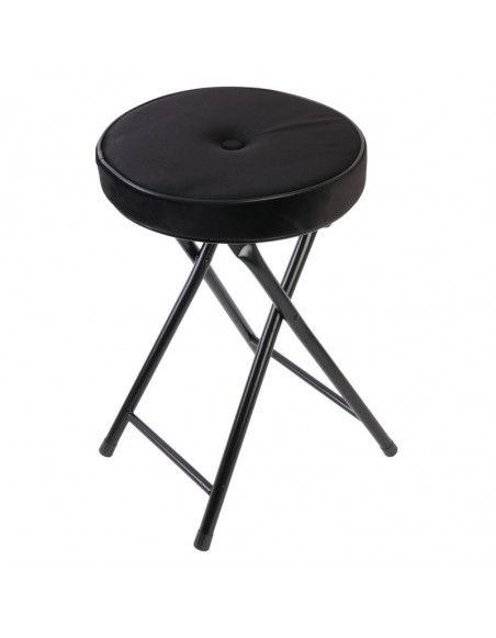 Tabouret pliable imitation velours - Noir