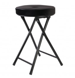 Tabouret pliable imitation velours - Noir