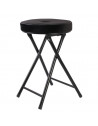 Tabouret pliable imitation velours - Noir