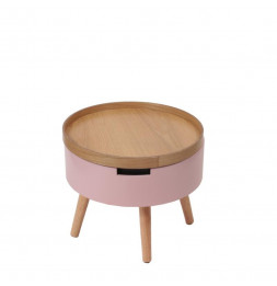 Table de chevet empilable de 3 niveaux - L 38 x l 38 x H 55 cm - Rose