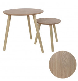 Set de 2 tables gigognes rondes - L 48 x l 48 x H 45 cm - Beige