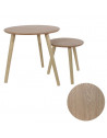 Set de 2 tables gigognes rondes - L 48 x l 48 x H 45 cm - Beige