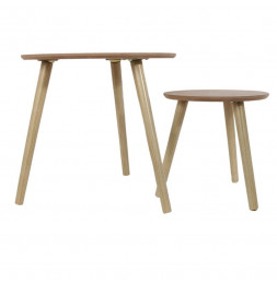 Set de 2 tables gigognes rondes - L 48 x l 48 x H 45 cm - Beige