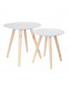 Set de 2 tables gigognes plateau rond motif gouttelette - L 49,5 x l 49,5 x H 49,5 cm - Blanc