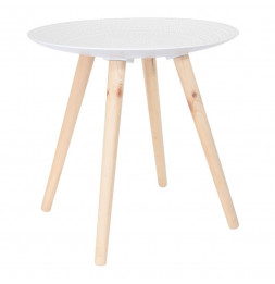 Set de 2 tables gigognes plateau rond motif gouttelette - L 49,5 x l 49,5 x H 49,5 cm - Blanc