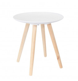 Set de 2 tables gigognes plateau rond motif gouttelette - L 49,5 x l 49,5 x H 49,5 cm - Blanc