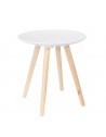 Set de 2 tables gigognes plateau rond motif gouttelette - L 49,5 x l 49,5 x H 49,5 cm - Blanc