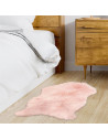 Tapis en polyester effet fourrure - L 90 x l 60 x H 1 cm - Rose