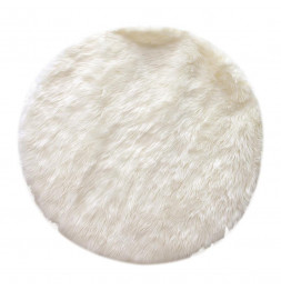 Tapis rond imitation fourrure - L 115 x l 115 x H 1 cm - Blanc