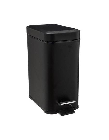 Poubelle rectangle - 5 L - Inox - Noir