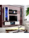 Ensemble TV mural - Fly S2 - 160 x 40 x 190 cm - Blanc et blanc