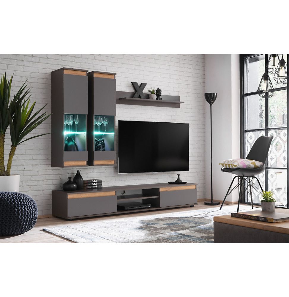 Ensemble meuble TV mural - ABW Modo - Gris