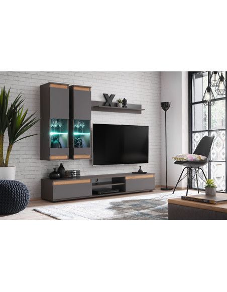 Ensemble meuble TV mural - ABW Modo - Gris