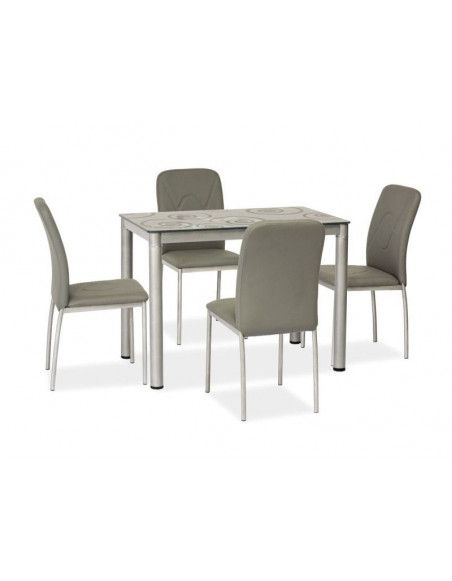 Table rectangulaire 6 personnes - Damar - 100 x 60 x 75 cm - Gris