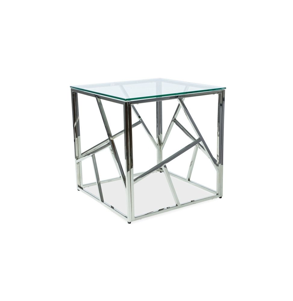 Table basse graphique d'appoint - Escada B - 55 x 55 x 55 cm - Chromé