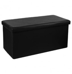 Pouf coffre de rangement - L 76,6 x l 38 x H 37,5 cm - Noir