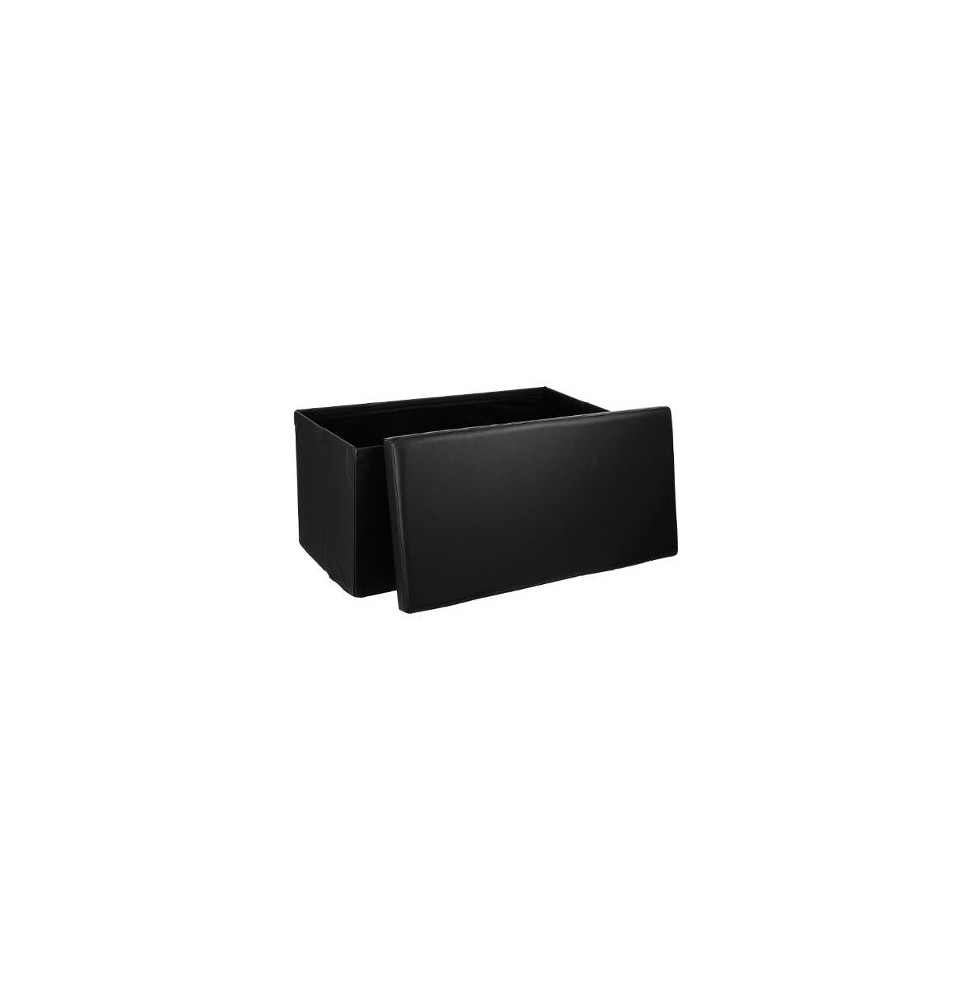 Pouf coffre de rangement - L 76,6 x l 38 x H 37,5 cm - Noir