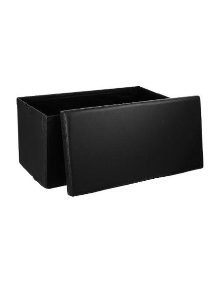 Pouf coffre de rangement - L 76,6 x l 38 x H 37,5 cm - Noir