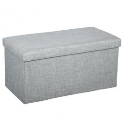 Pouf coffre de rangement - L 76,6 x l 38 cm x H 37,5 cm - Gris clair