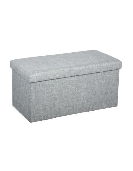 Pouf coffre de rangement - L 76,6 x l 38 cm x H 37,5 cm - Gris clair