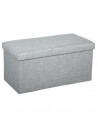 Pouf coffre de rangement - L 76,6 x l 38 cm x H 37,5 cm - Gris clair