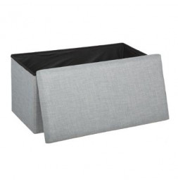 Pouf coffre de rangement - L 76,6 x l 38 cm x H 37,5 cm - Gris clair