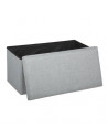 Pouf coffre de rangement - L 76,6 x l 38 cm x H 37,5 cm - Gris clair