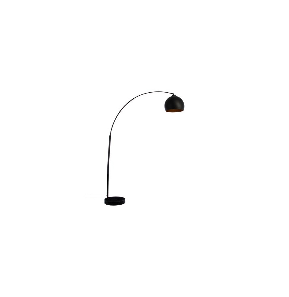 Lampadaire en métal avec intérieur d'abat-jour doré-cuivré - L 110 x l 31 x H 175 cm - Noir