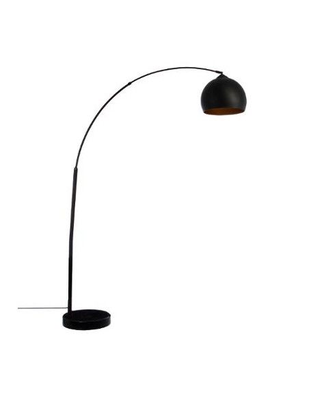 Lampadaire en métal avec intérieur d'abat-jour doré-cuivré - L 110 x l 31 x H 175 cm - Noir