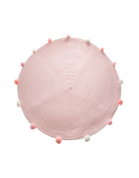 Tapis rond pompon - Rose