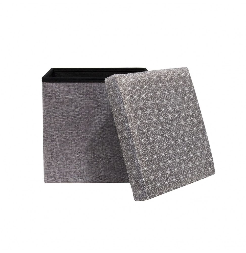 Coffre pouf pliable imprimé - Gris