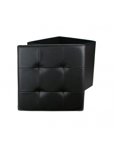 Coffre pouf pliable capitonné - Noir