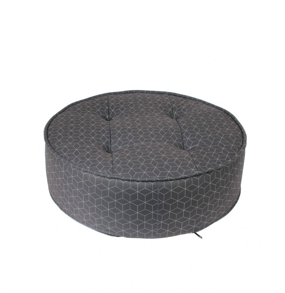 Coussin de sol rond imprimé - Gris foncé