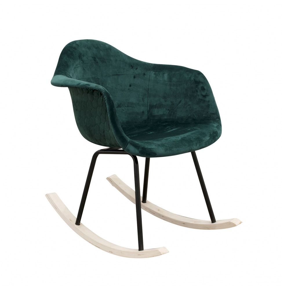 Fauteuil à bascule revêtement en velours - L 73 cm - Vert