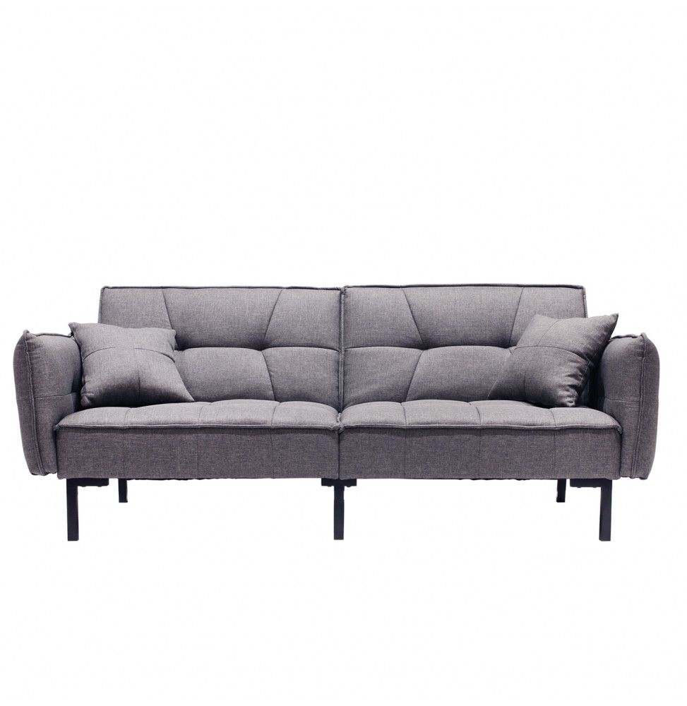 Canapé convertible - L 197 x l 90 x H 84 cm - Gris