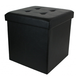 Coffre pouf pliable capitonné - Noir